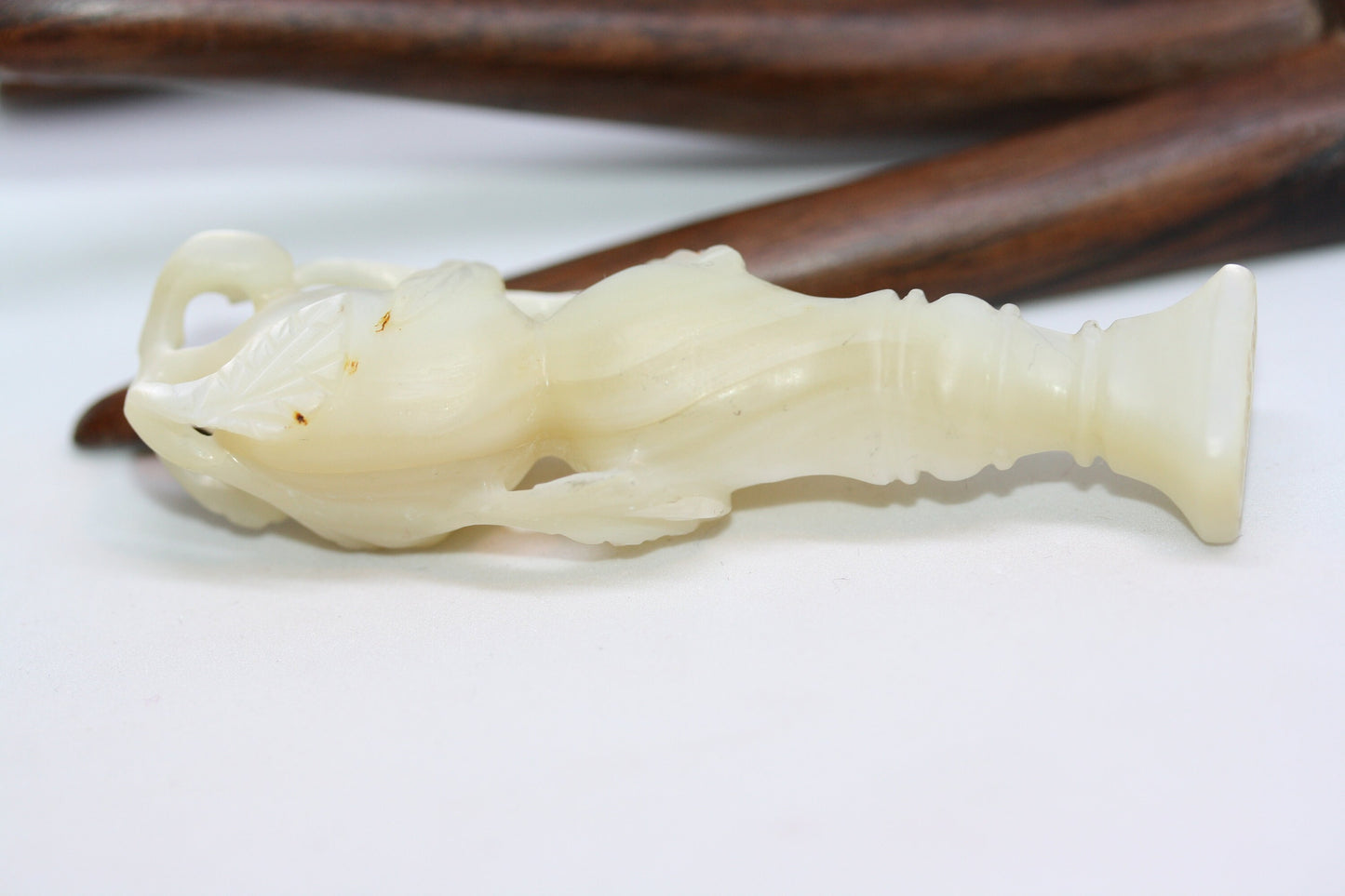 Antique victorian 1890's Chinese Hand chiseled MOP mother of Pearl stamp seal initials CGHD