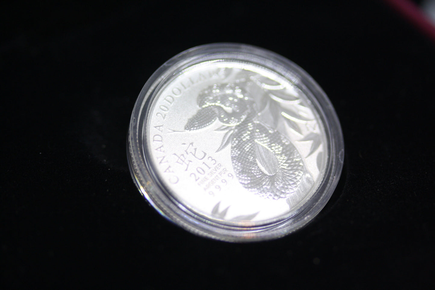 Canada 2013 Pure 99.99% Silver 20 Dollar Coin Chinese Year of Snake COA Proof Red Maroon RCM Box Royal Canadian Mint