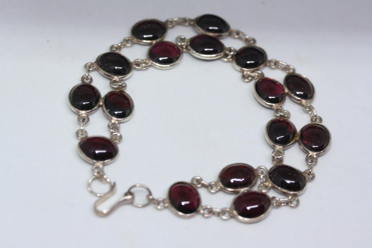New Natural Gemstone 925 Sterling Silver 25.5 CT Genuine Reddish Purple Amethyst Women's Double Strand Tennis Bracelet 8"