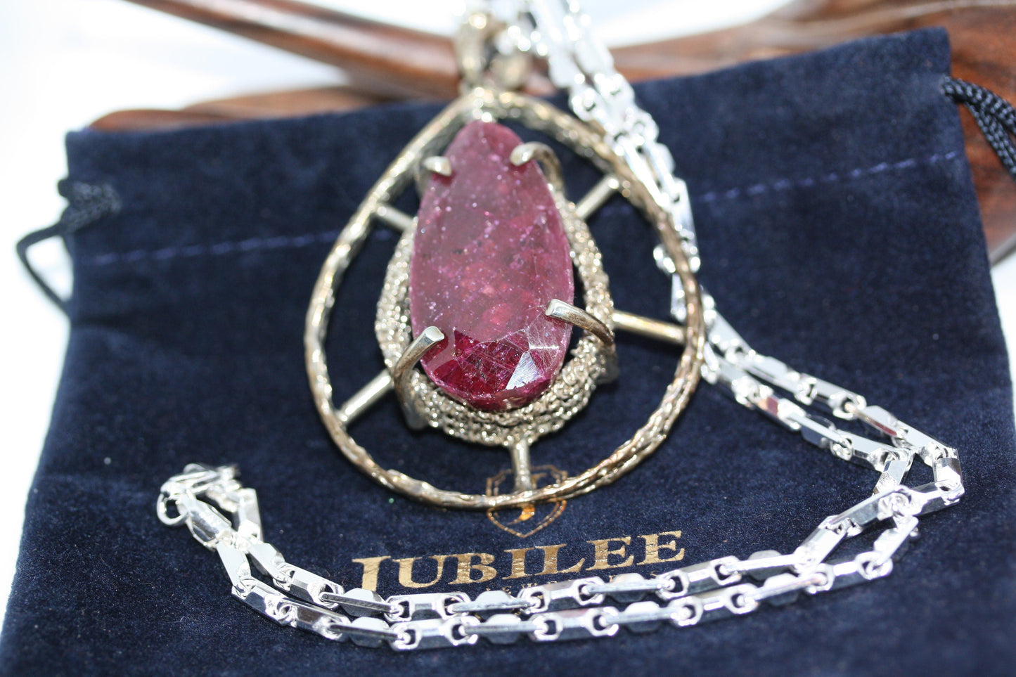 GLA Certified 9,532 Dollars Natural Faceted 51 ctw Pear Teardrop Ruby Red Silver Pendant Necklace