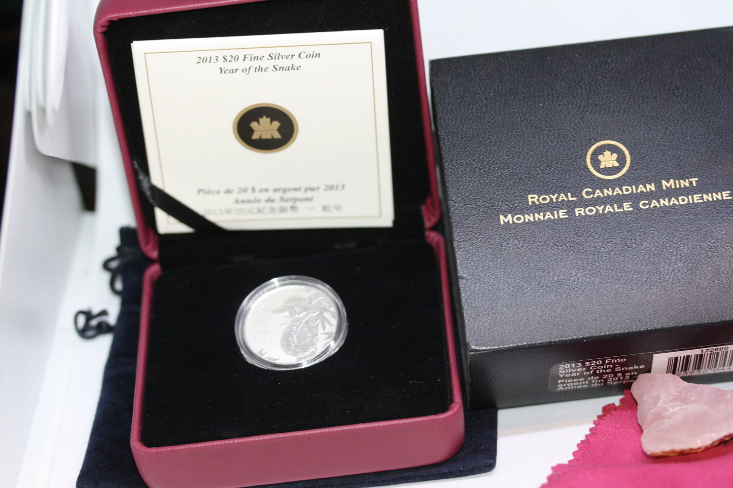 Canada 2013 Pure 99.99% Silver 20 Dollar Coin Chinese Year of Snake COA Proof Red Maroon RCM Box Royal Canadian Mint