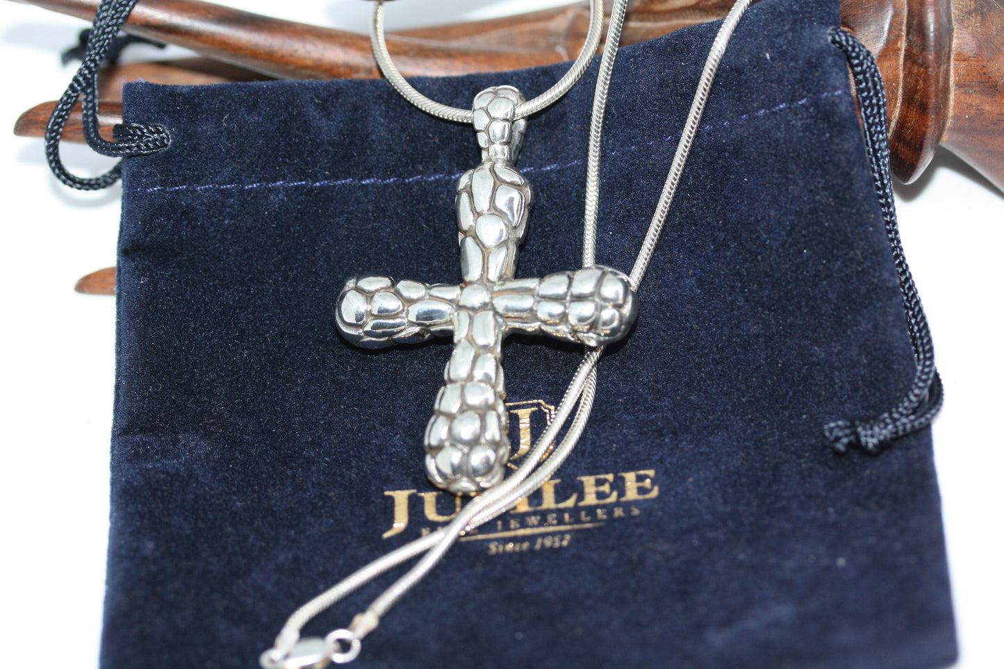 New Luxury 925 Sterling Silver 2.5" Cross Pendant Snake Men's Women's Necklace 18"