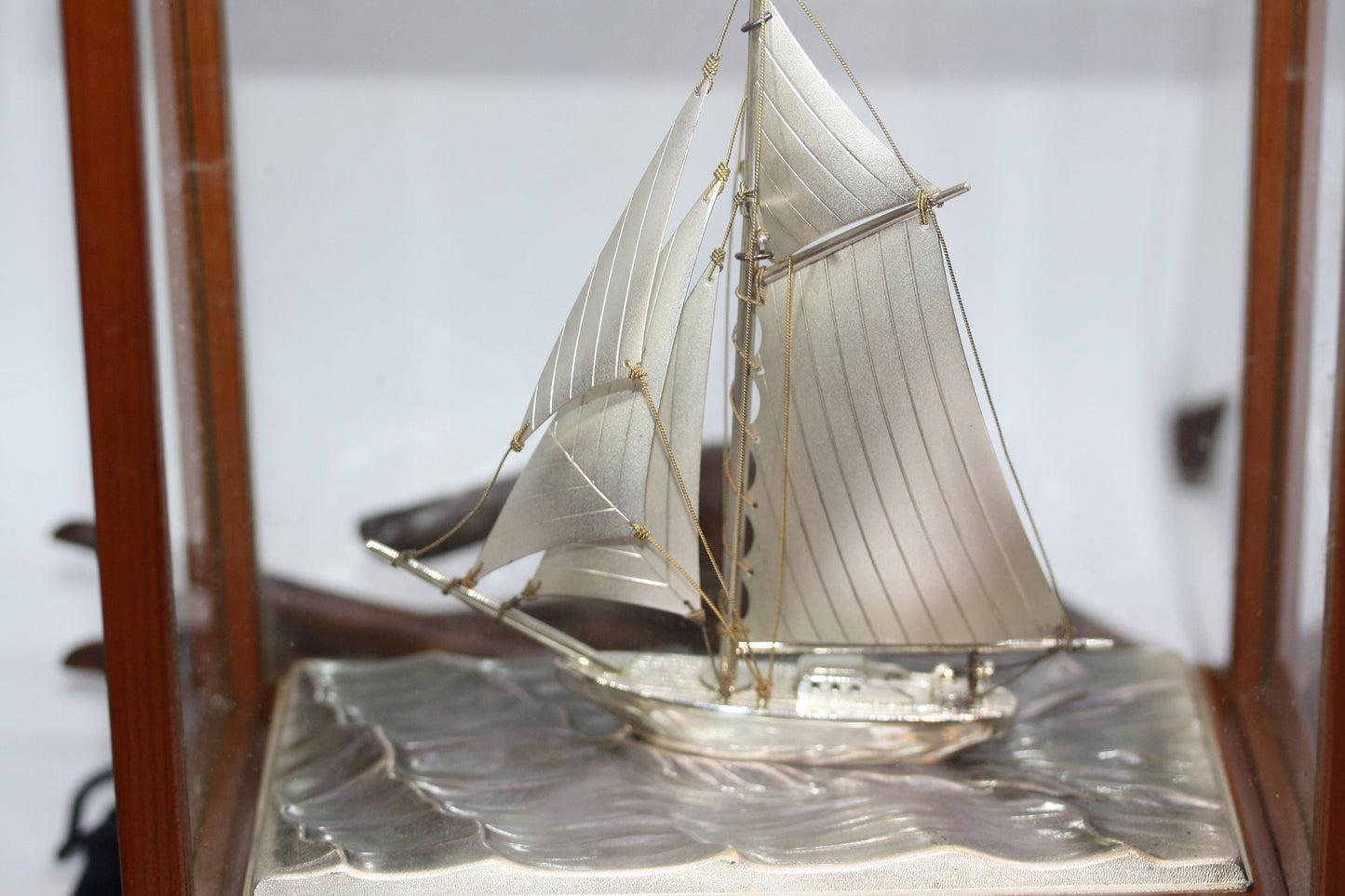 Masterly Hand Crafted Old Japanese Sterling Silver 960 Model Yacht Boat by SEKI Japan