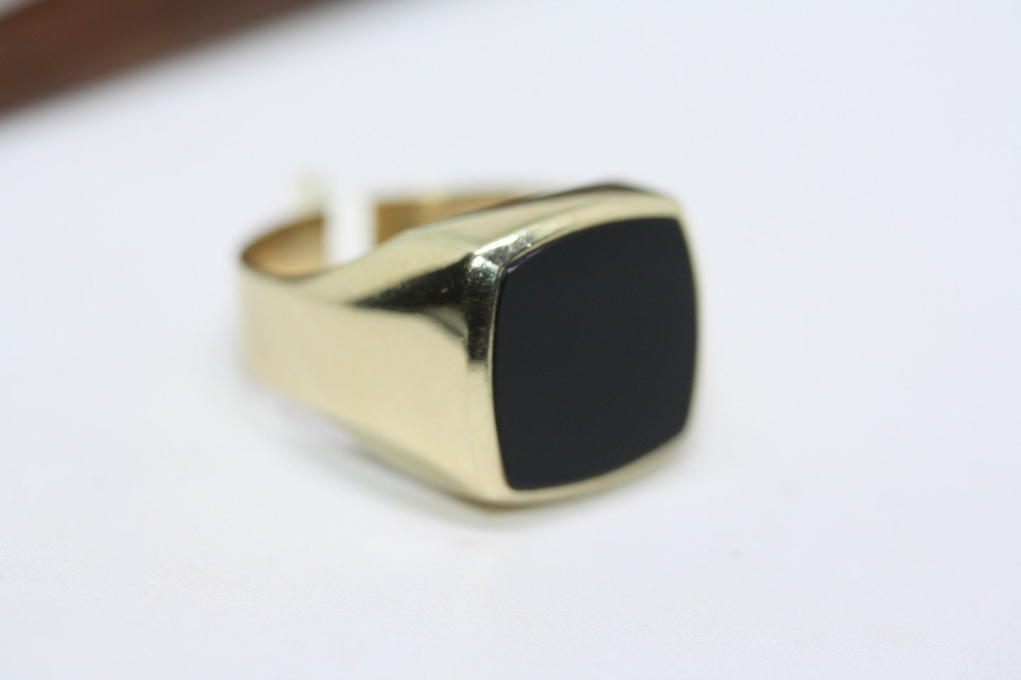 New Cast Custom Order Statement Genuine 10K Solid Yellow Gold Men's Wide Heavy Square Onyx Ring Size 10