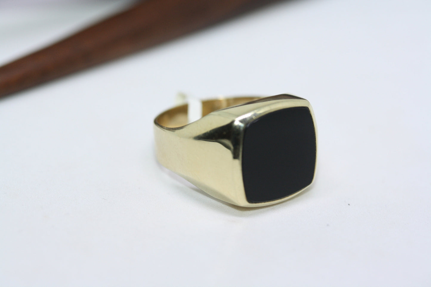 New Cast Custom Order Statement Genuine 10K Solid Yellow Gold Men's Wide Heavy Square Onyx Ring Size 10