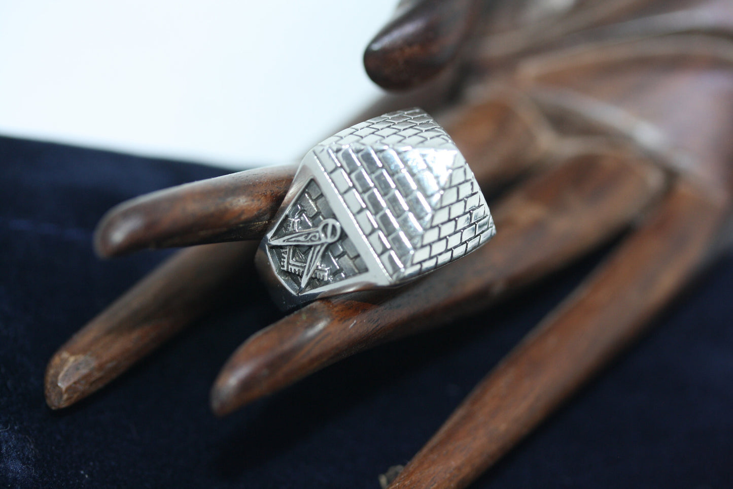 Statement 3D Pyramid Free Mason 925 Sterling Silver Masonic Men's Ring SZ 11