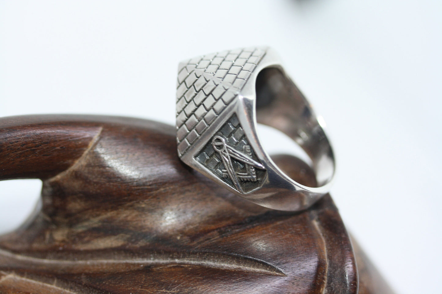 Statement 3D Pyramid Free Mason 925 Sterling Silver Masonic Men's Ring SZ 11