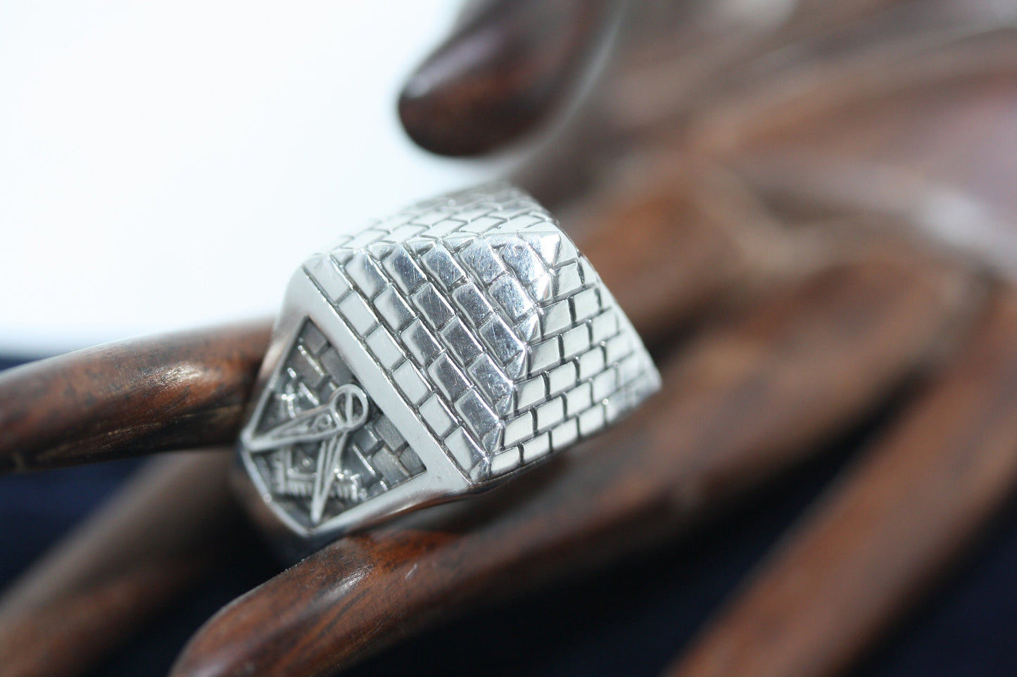 Statement 3D Pyramid Free Mason 925 Sterling Silver Masonic Men's Ring SZ 11