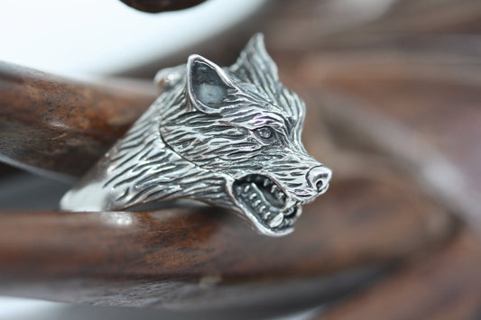 Stunning Statement 3D Realistic Wolf Poison Ring 925 Sterling Silver Men's SZ 13