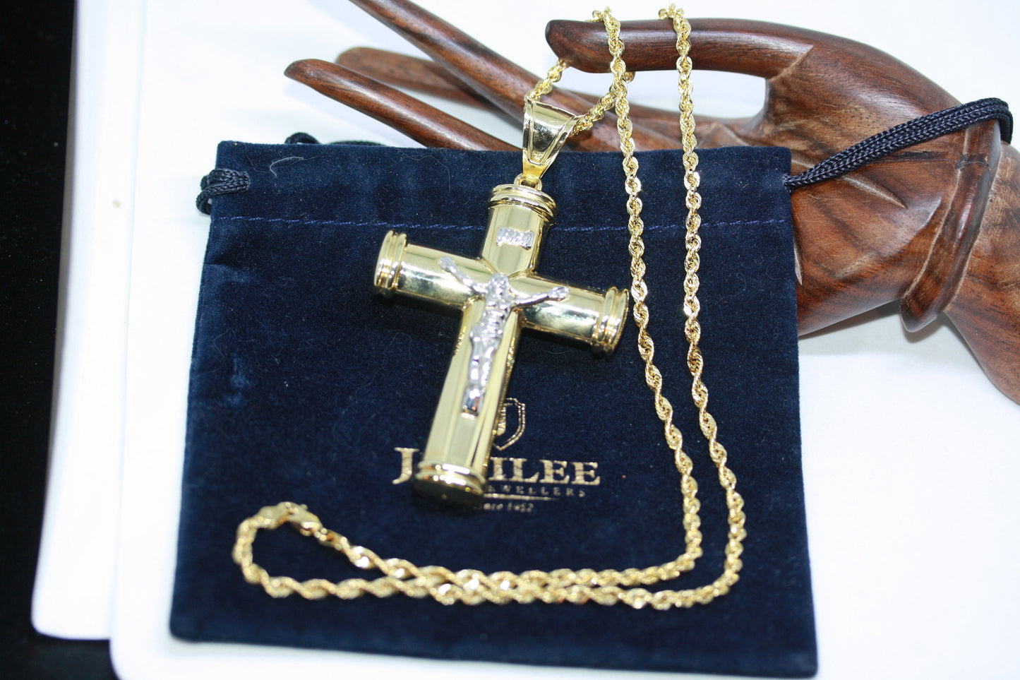 New Statement 3D 3" Cross Jesus Crucifix 14K Solid Gold 2" Pendant 10K 3 MM Men's Women's Unisex Necklace 18"