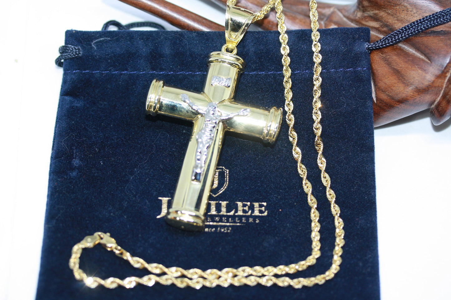 New Statement 3D 3" Cross Jesus Crucifix 14K Solid Gold 2" Pendant 10K 3 MM Men's Women's Unisex Necklace 18"