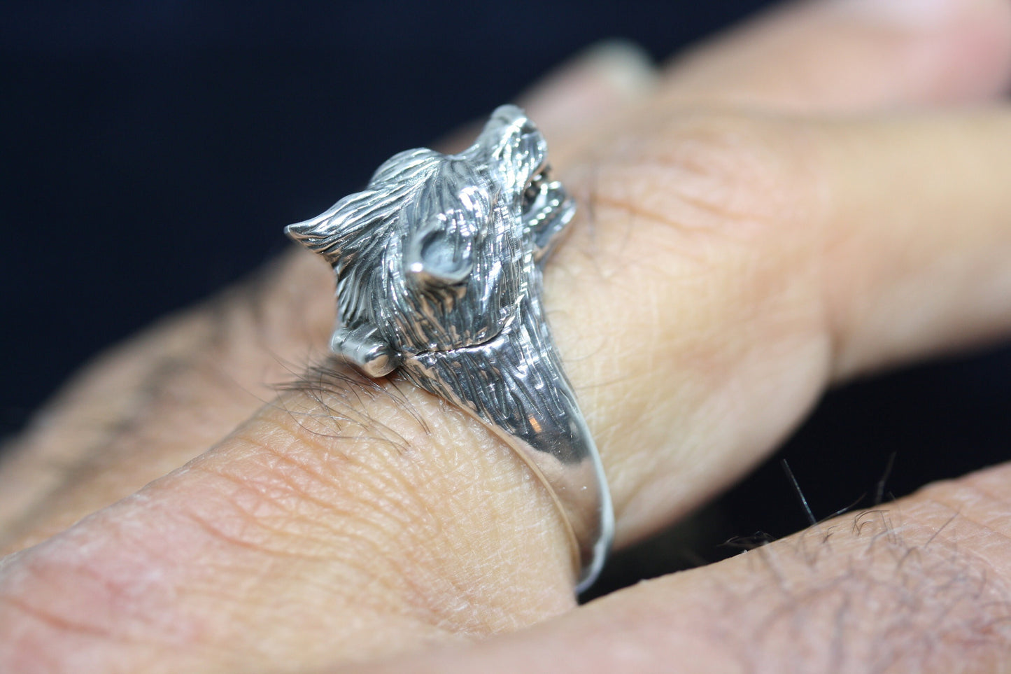 Stunning Statement 3D Realistic Wolf Poison Ring 925 Sterling Silver Men's SZ 13