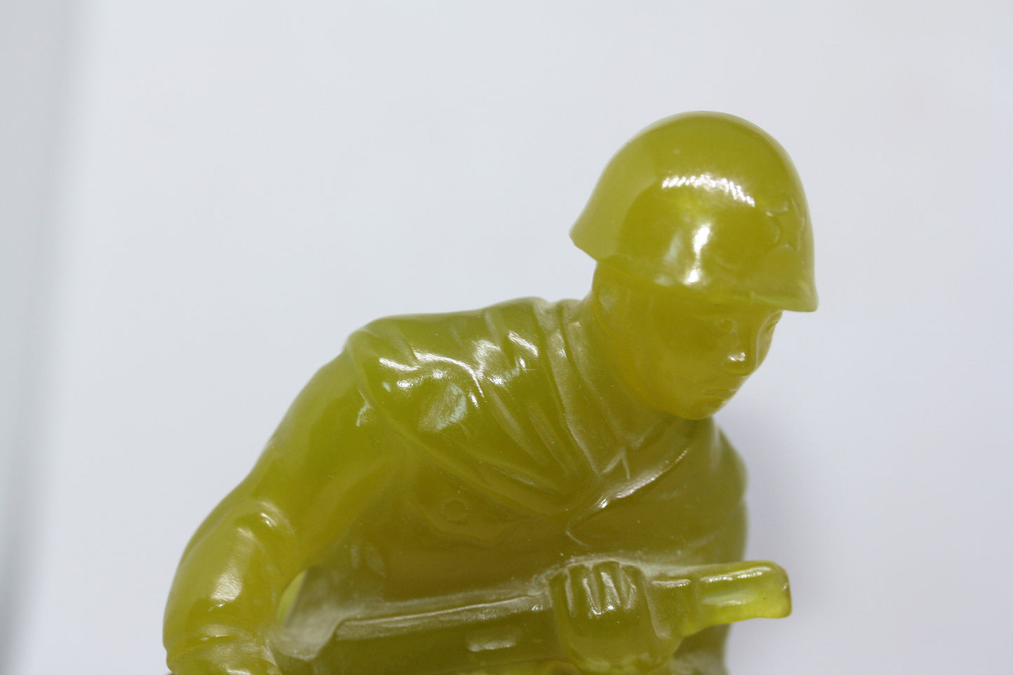 Antique Hand Chiseled Jade 3D GI Soldier & Dog Display Decor Sculpture Statue 6"