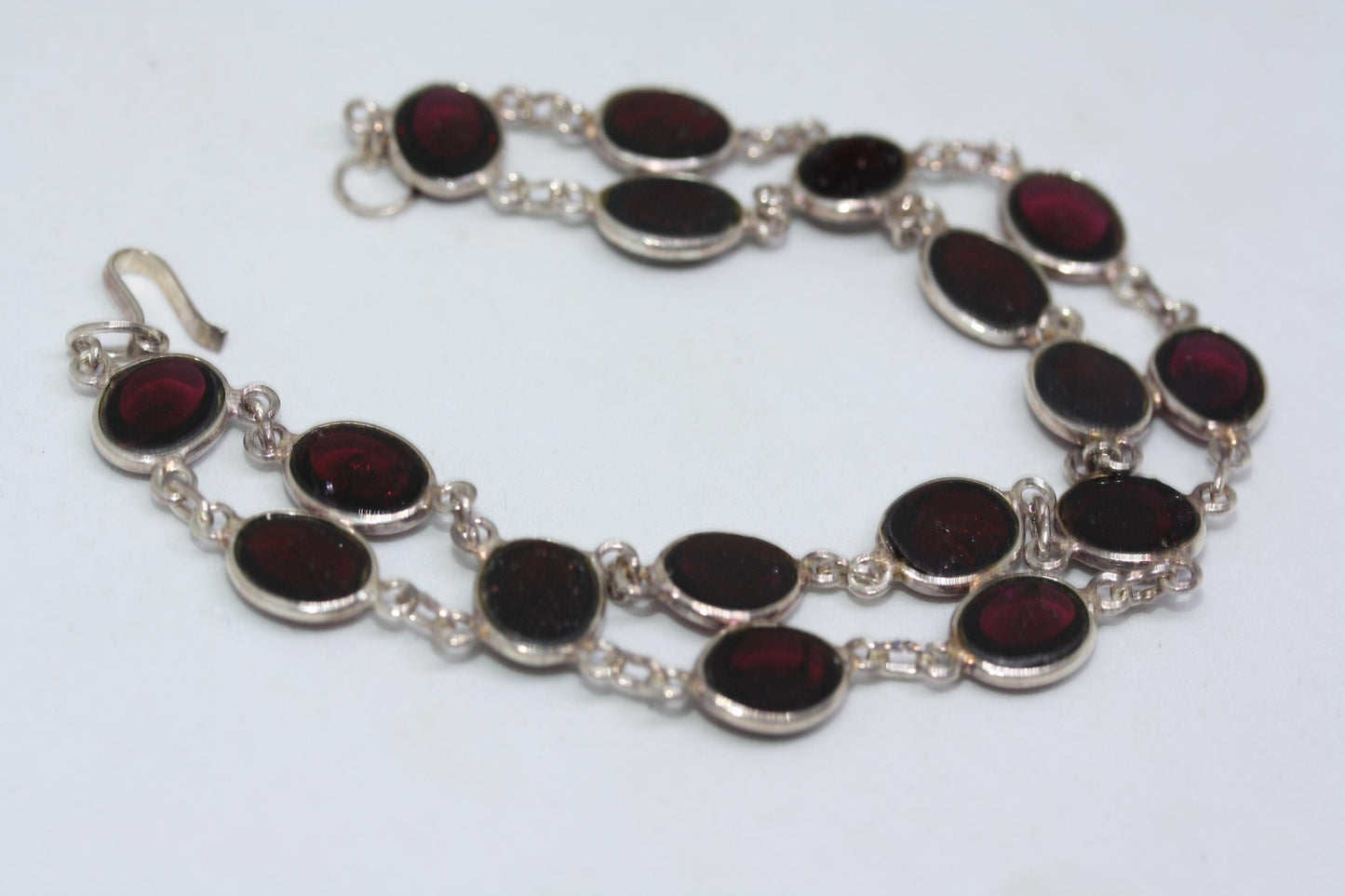 New Natural Gemstone 925 Sterling Silver 25.5 CT Genuine Reddish Purple Amethyst Women's Double Strand Tennis Bracelet 8"