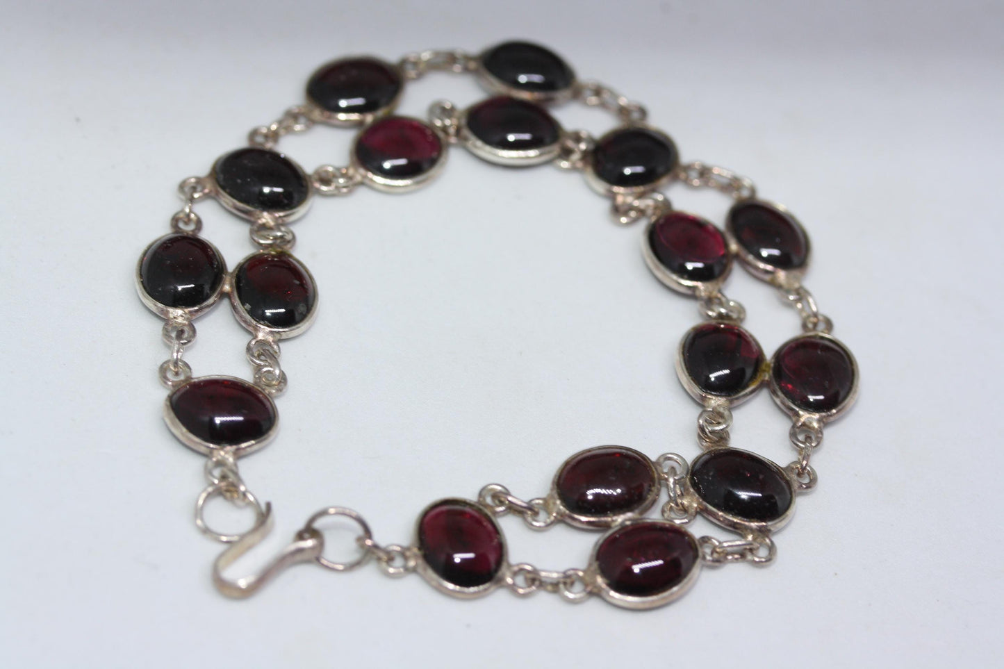 New Natural Gemstone 925 Sterling Silver 25.5 CT Genuine Reddish Purple Amethyst Women's Double Strand Tennis Bracelet 8"