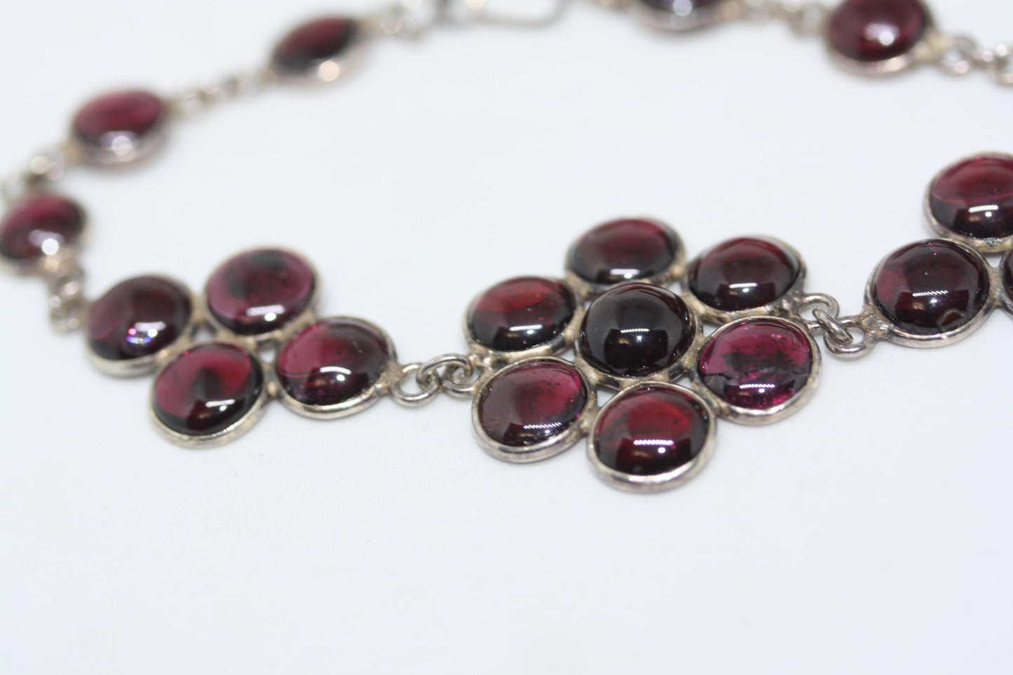 New Natural Gemstone 925 Sterling Silver 27.5 CT Genuine Reddish Purple Amethyst Women's Cocktail Tennis Panel Bracelet 8" February Gemstone