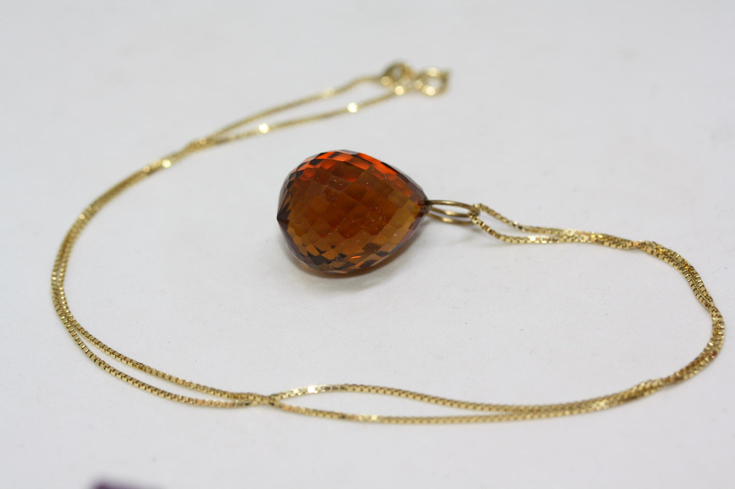 New Faceted 33.6 CT Citrine Dangle Teardrop 18" Gilt 925 Sterling Silver Women's Necklace