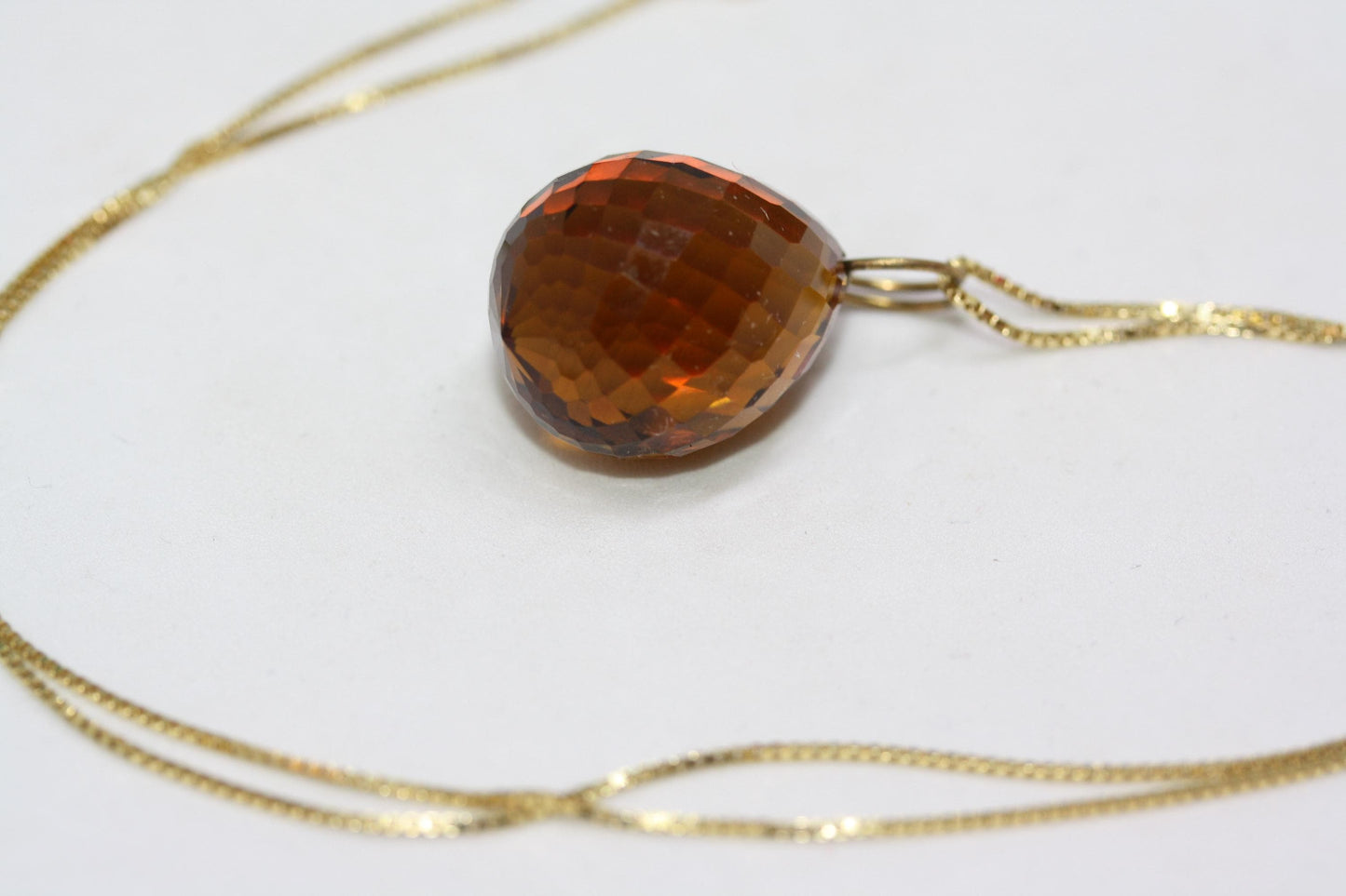 New Faceted 33.6 CT Citrine Dangle Teardrop 18" Gilt 925 Sterling Silver Women's Necklace